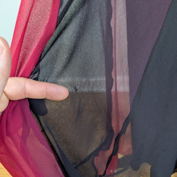 Vintage Cache Prom Dress Maxi Gown 2 Red Black Y2K Silk Fairy Goth 90s Babydoll - Picture 13 of 16